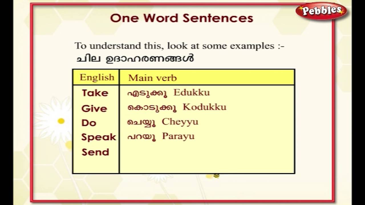 verb forms with malayalam meaning
